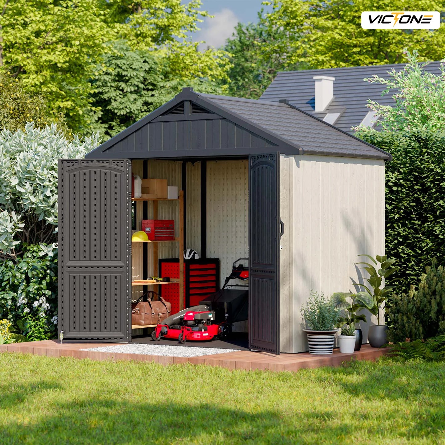 Plastic Outdoor Storage Shed with Floor
