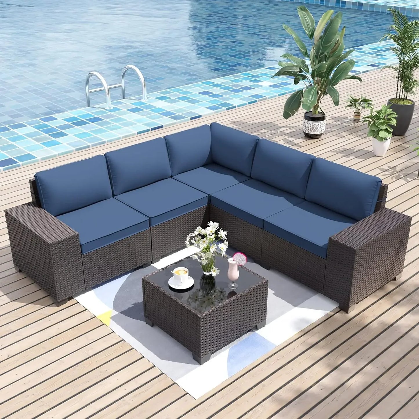 6 Pieces Patio Sectional Outdoor Furniture