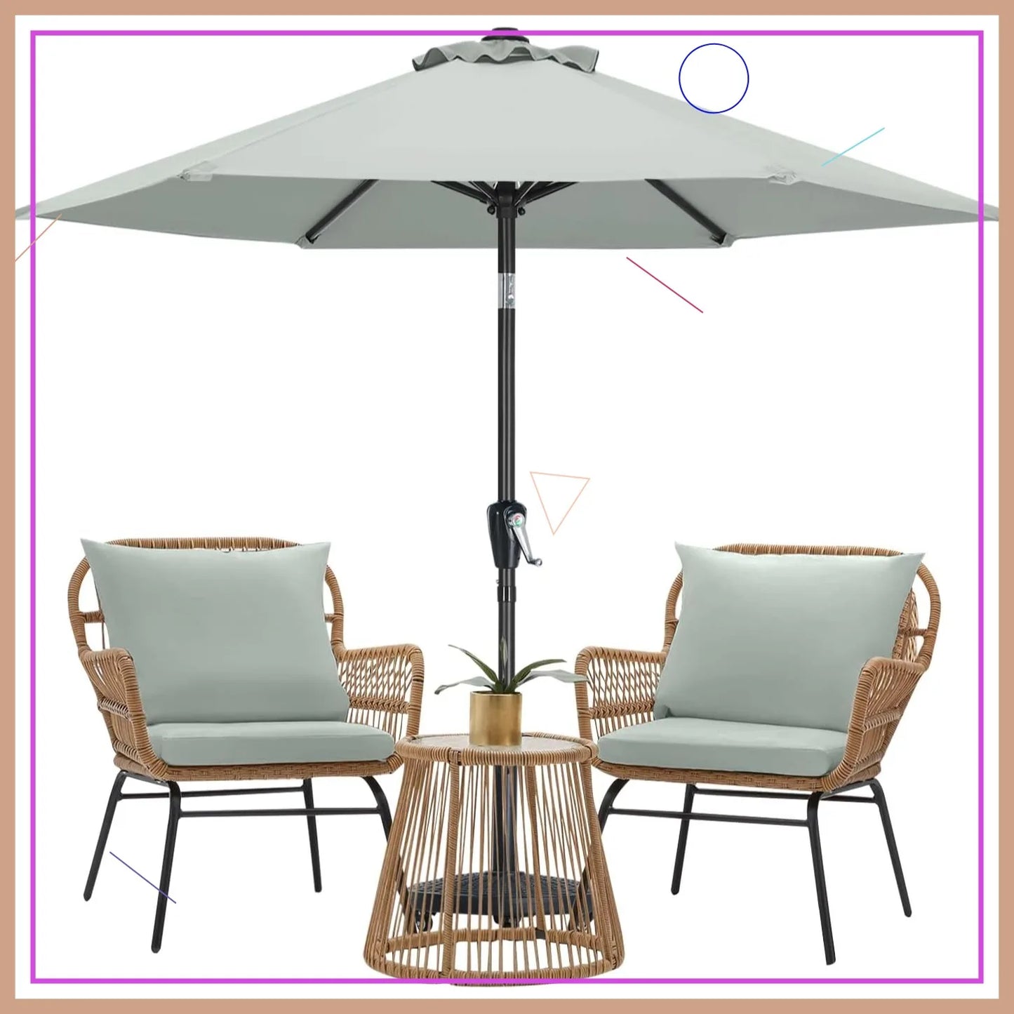 7.5ft Light Gray Patio Umbrella for Outdoor Tables with Crank and Tilt