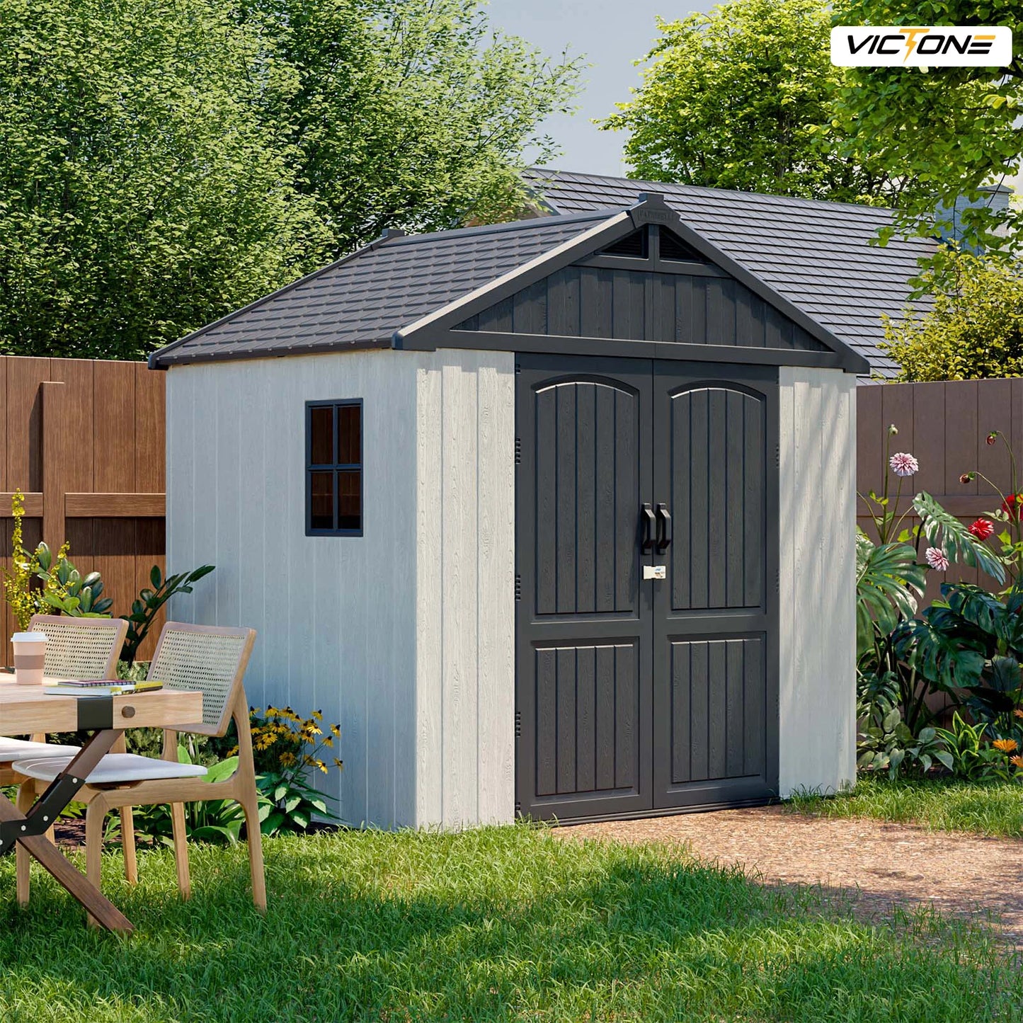 Plastic Outdoor Storage Shed with Floor
