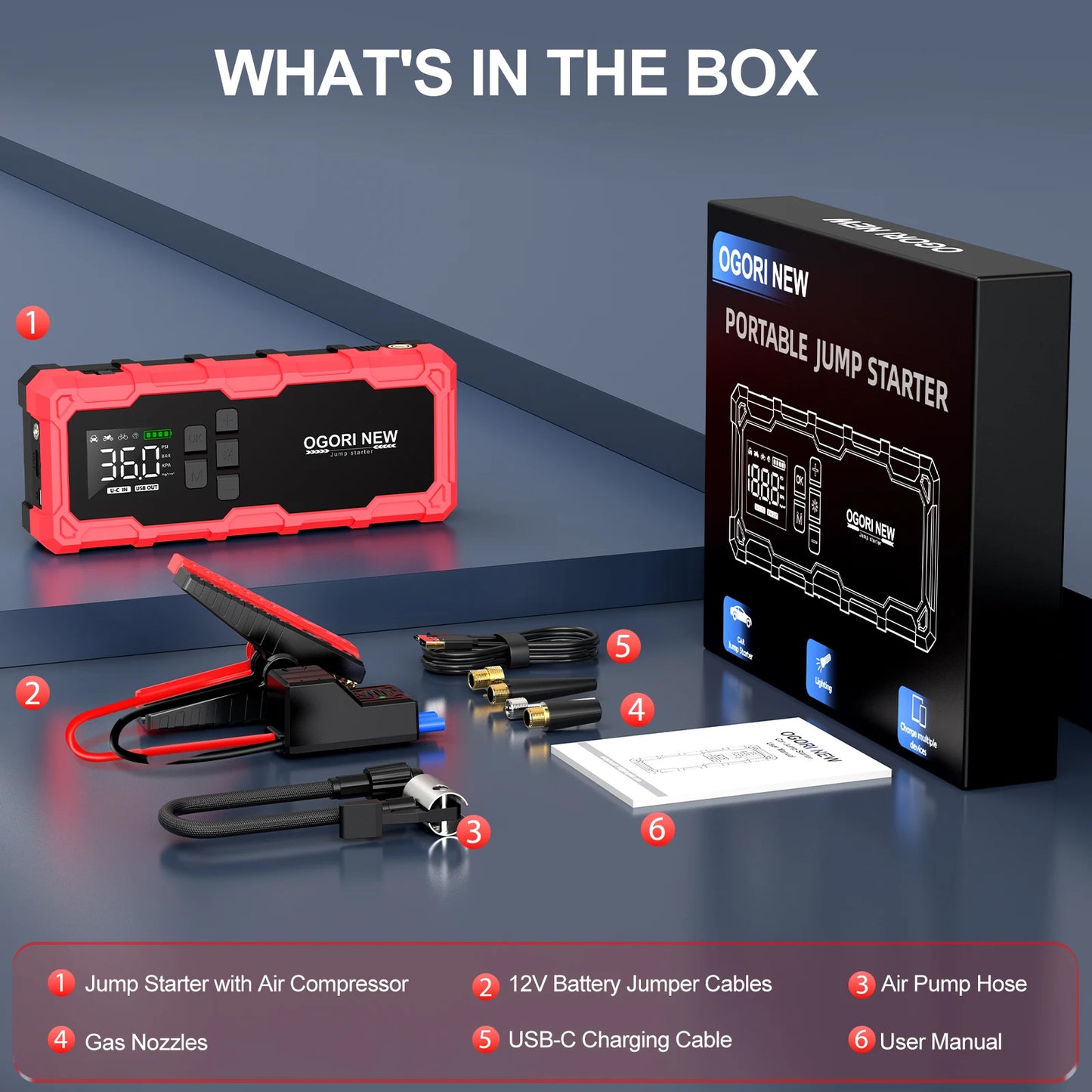 Car Jump Starter  Pump Air Compressor