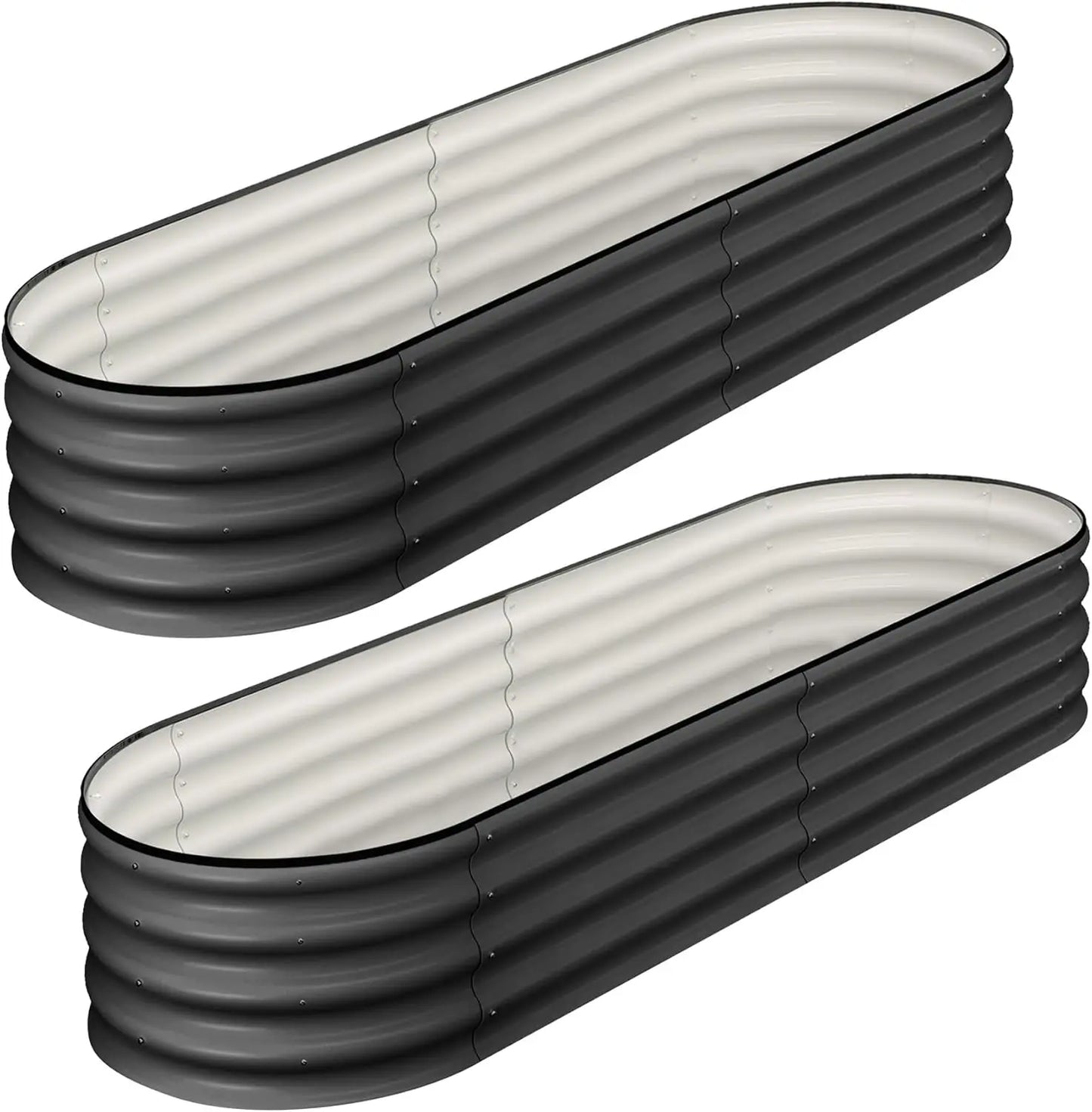 2 Pcs 4.5x2x1ft Oval Raised Garden Bed