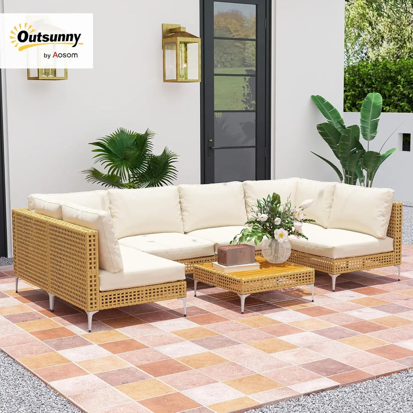 7-Piece Modular Outdoor Wicker Furniture Set