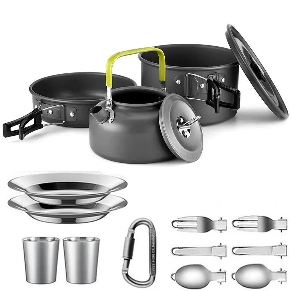 Outdoor camping cookware set aluminum lightweight