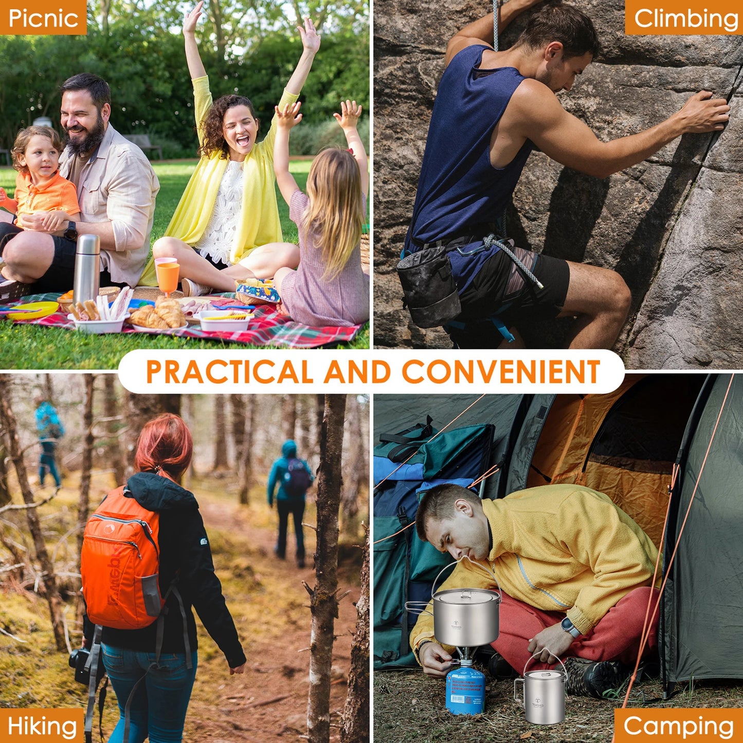 TOMSHOO Camping Cookware Titanium Pot