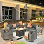 11 Piece Outdoor Patio Furniture Set with firepit