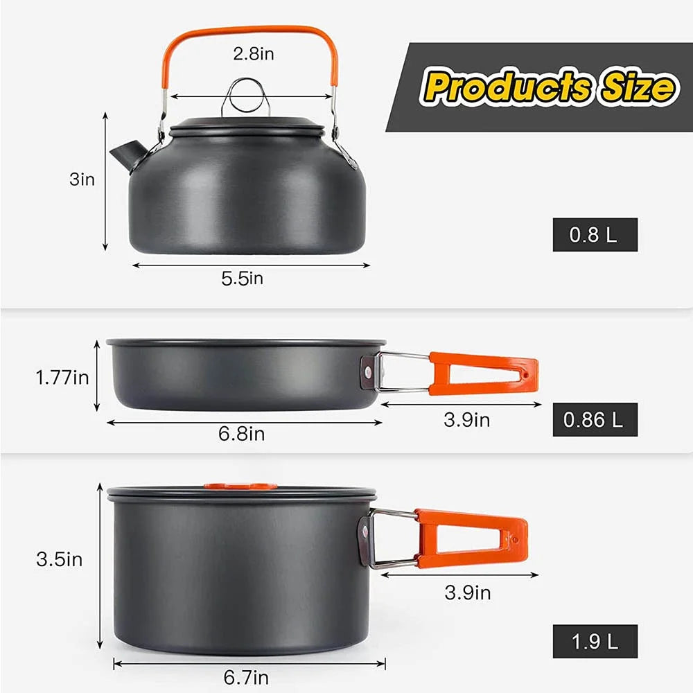Outdoor camping cookware set aluminum lightweight