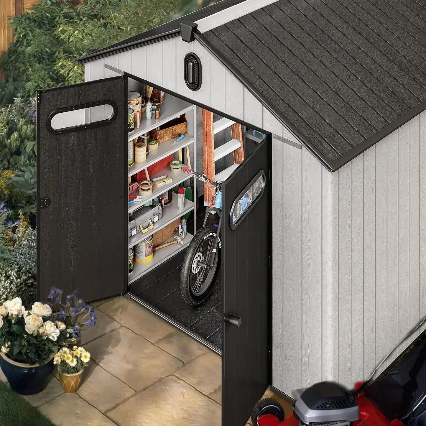 Outdoor Resin Storage Shed with Floor