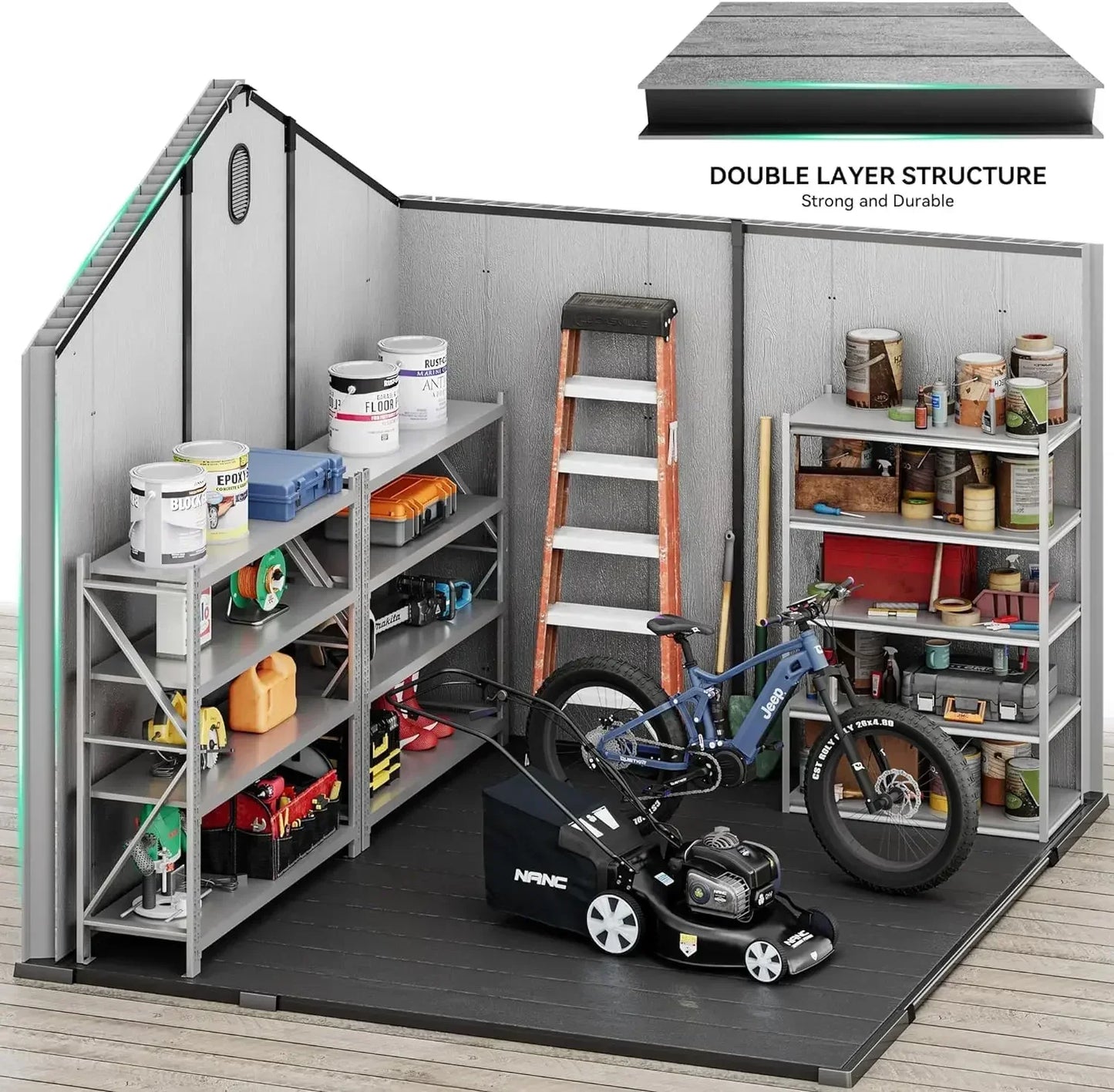 Outdoor Resin Storage Shed with Floor