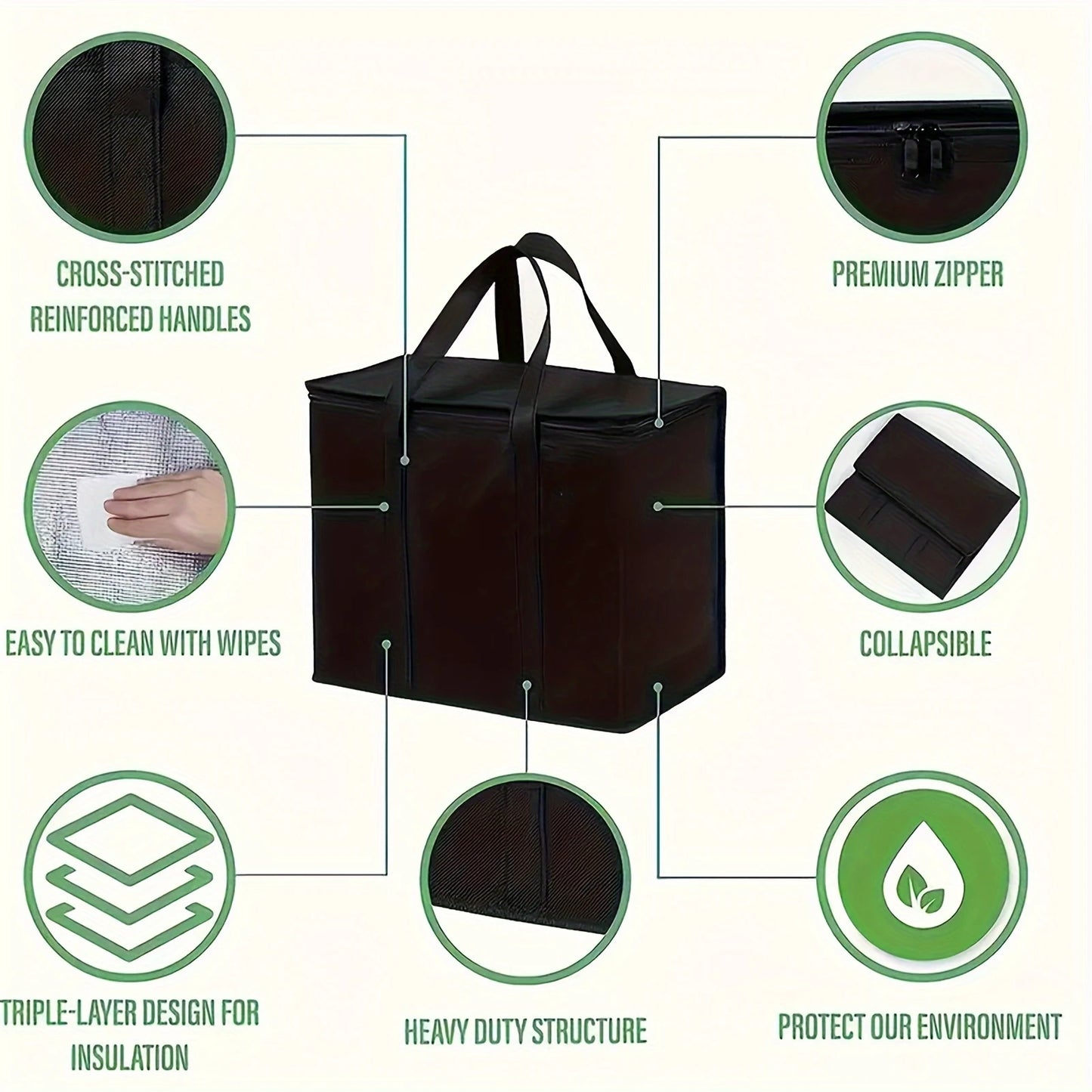 Large Capacity Insulated Grocery Bags
