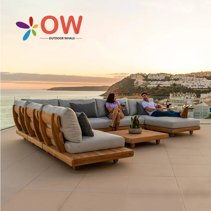 Outdoor waterproof teak sofa