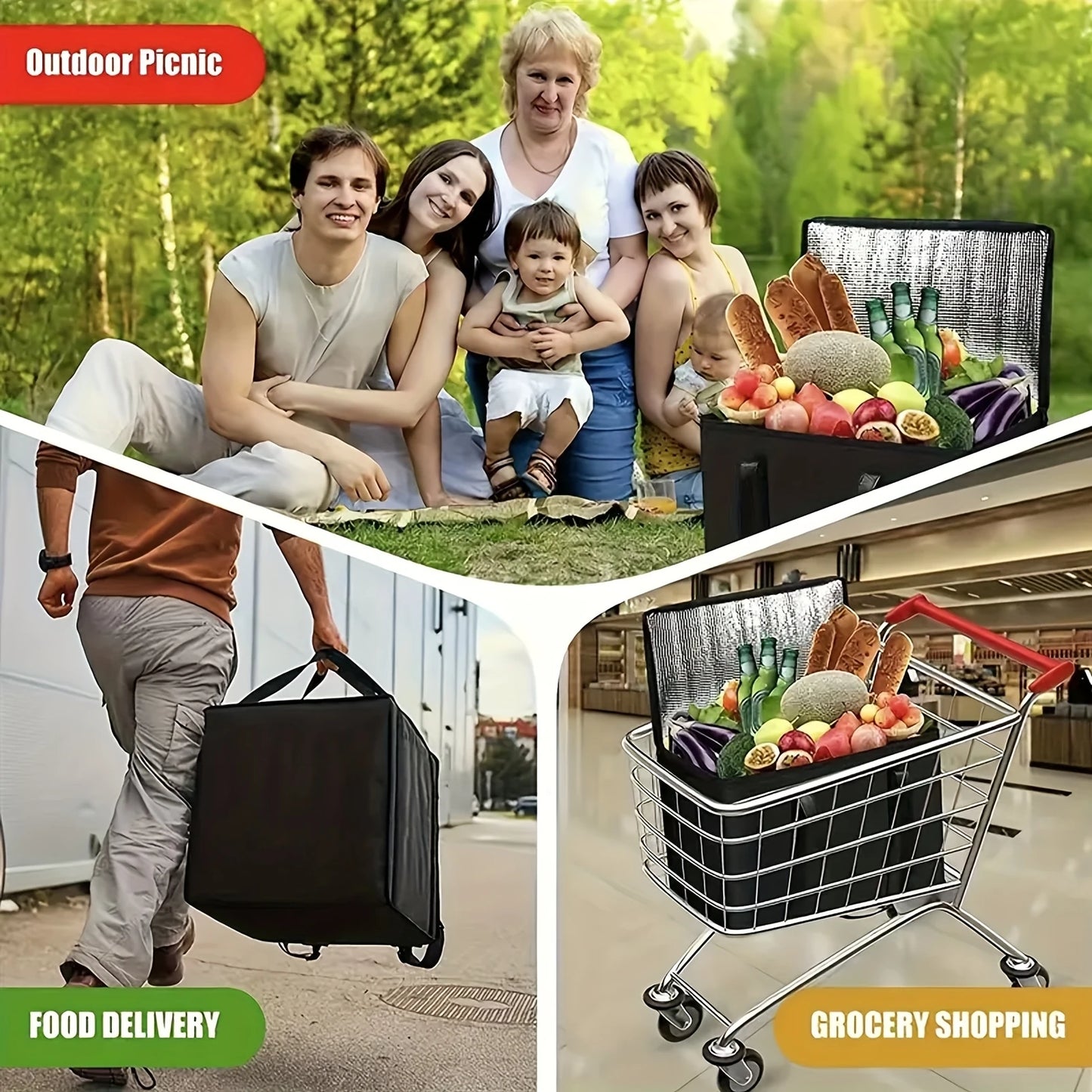 Large Capacity Insulated Grocery Bags
