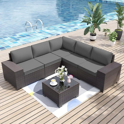 6 Pieces Patio Sectional Outdoor Furniture