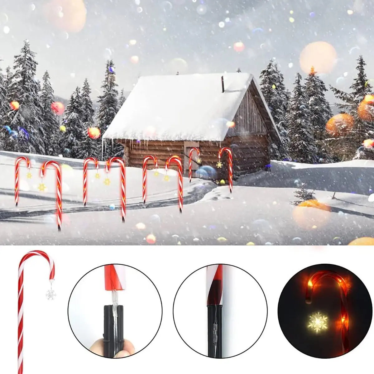 8pcs/set solar powered garden christmas lights