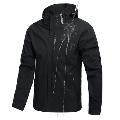 Waterproof Jacket Men Outdoor Windbreaker Jacket Removable Hooded Full Zip Coats Men Lightweight Softshell Outerwear Spring Fall