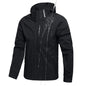 Waterproof Jacket Men Outdoor Windbreaker Jacket Removable Hooded Full Zip Coats Men Lightweight Softshell Outerwear Spring Fall