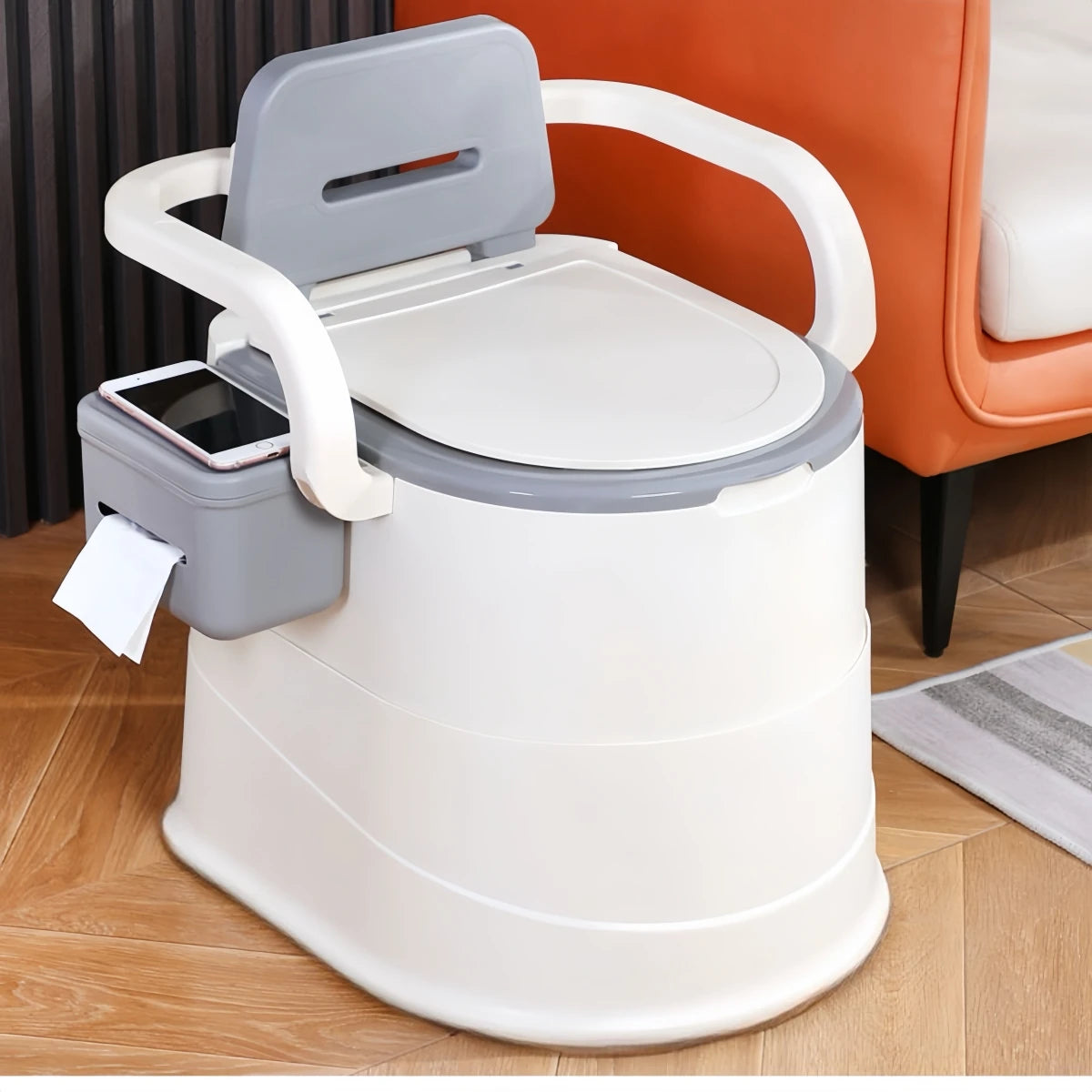 1 Piece Gray/Pink Portable Toilet