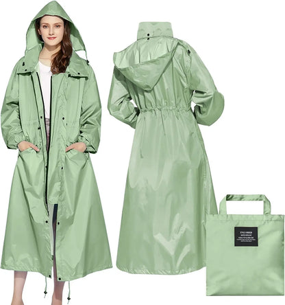 Womens Long Raincoat Rain Jacket