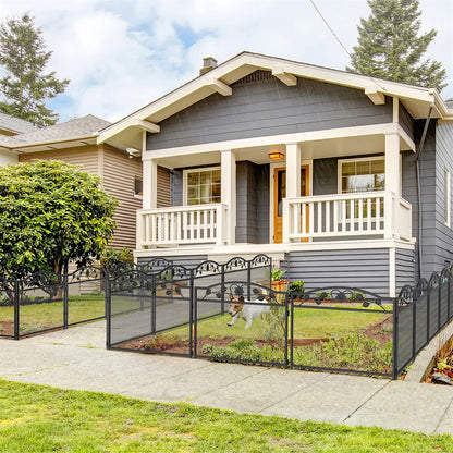 5Pcs Black Metal Dog Fence