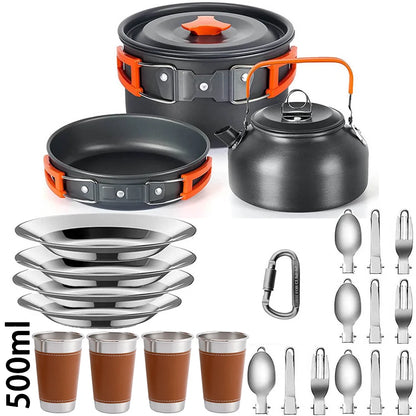 Outdoor camping cookware set aluminum lightweight