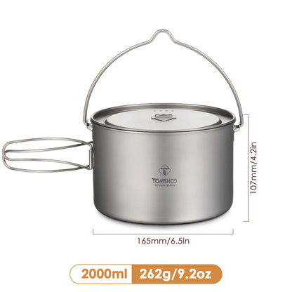 TOMSHOO Camping Cookware Titanium Pot