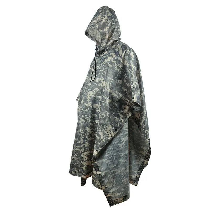 Camouflage Packable Rain Jacket Cover Army RainWear