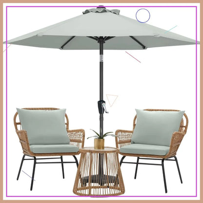 7.5ft Light Gray Patio Umbrella for Outdoor Tables with Crank and Tilt