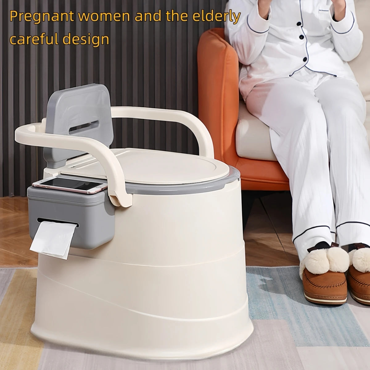 1 Piece Gray/Pink Portable Toilet