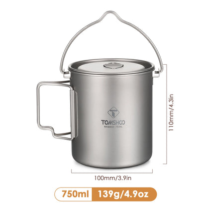 TOMSHOO Camping Cookware Titanium Pot