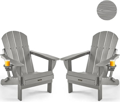 2 Pack Weather Resistant Folding Adirondack Chairs