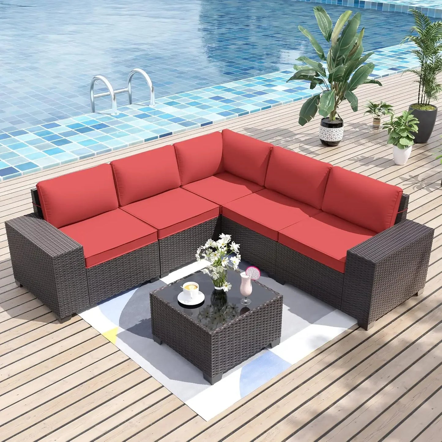 6 Pieces Patio Sectional Outdoor Furniture