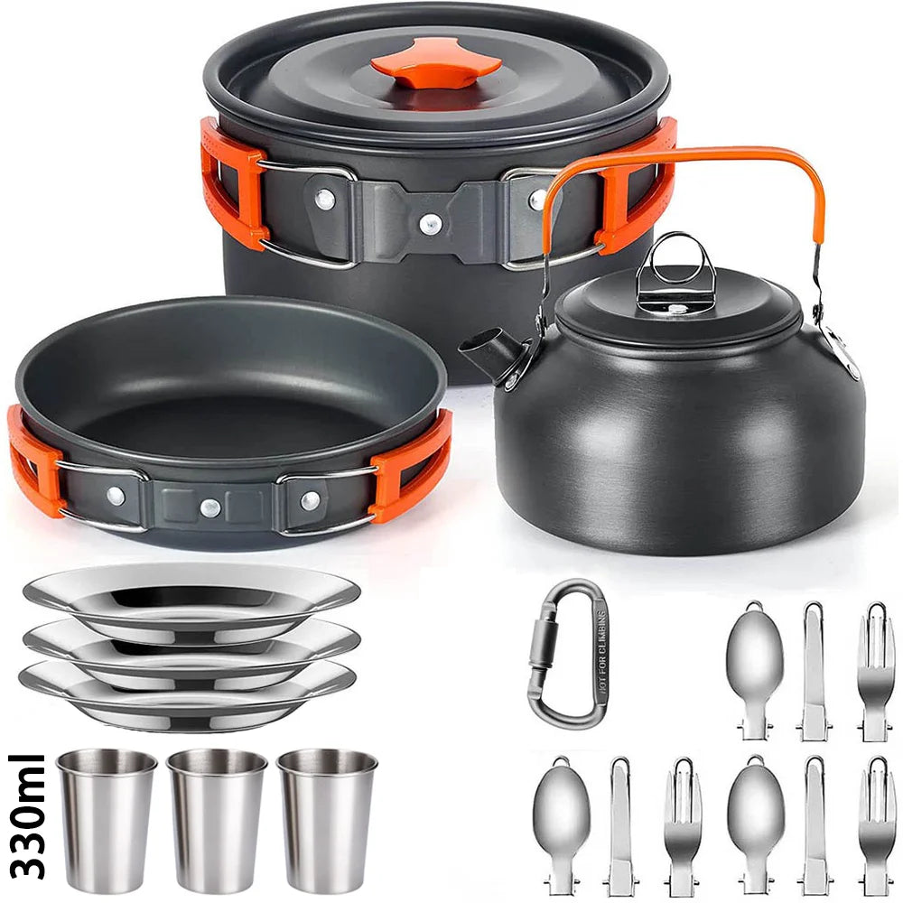 Outdoor camping cookware set aluminum lightweight