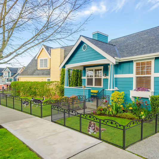 5Pcs Black Metal Dog Fence