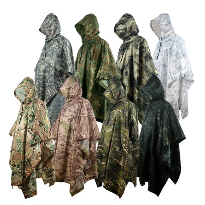 Camouflage Packable Rain Jacket Cover Army RainWear