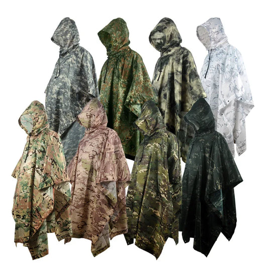 Camouflage Packable Rain Jacket Cover Army RainWear