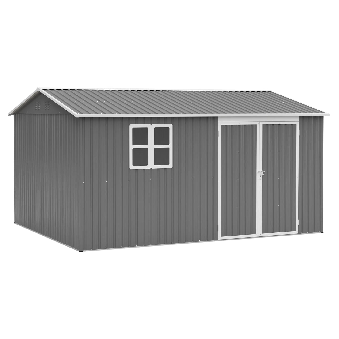 12x10FT Grey Metal Outdoor Storage Shed