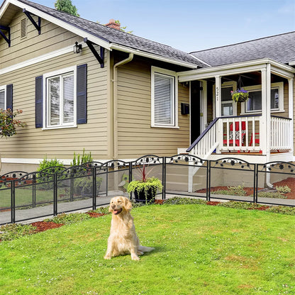 5Pcs Black Metal Dog Fence