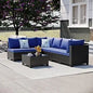 8 Piece Patio Furniture Set with Fire Pit Table, Outdoor Sectional Furniture, Wicker Patio Sofa, Conversation Set Perfect for Ba