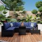 8 Piece Patio Furniture Set with Fire Pit Table, Outdoor Sectional Furniture, Wicker Patio Sofa, Conversation Set Perfect for Ba