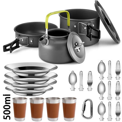 Outdoor camping cookware set aluminum lightweight