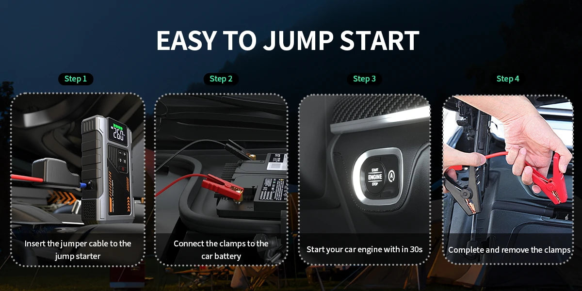 Portable Car Jump Starter With Air Compressor