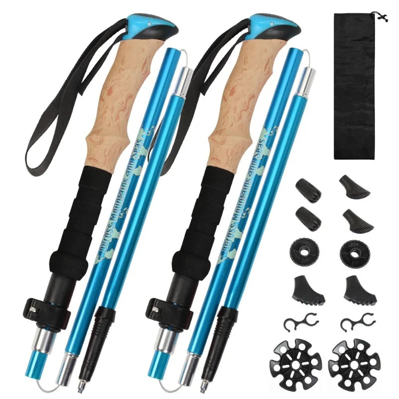 2pcs/set Walking Sticks Ultralight Poles Adjustable