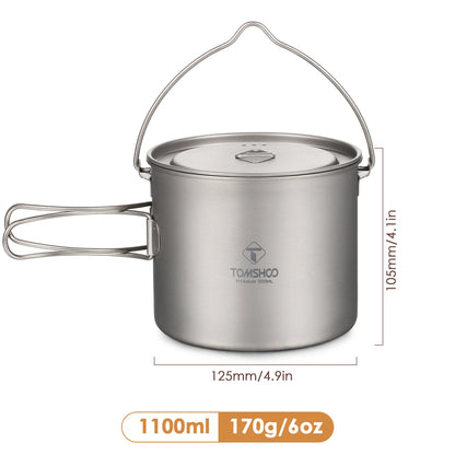 TOMSHOO Camping Cookware Titanium Pot