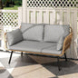 patio wicker loveseat, all-weather rattan 2 seater sofa with cushions & lumbar pillows, outdoor patio furniture set for patio,