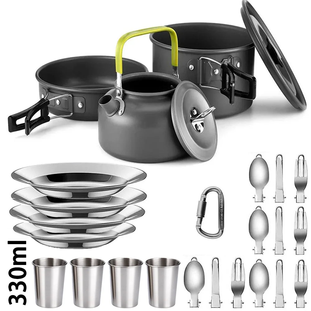 Outdoor camping cookware set aluminum lightweight