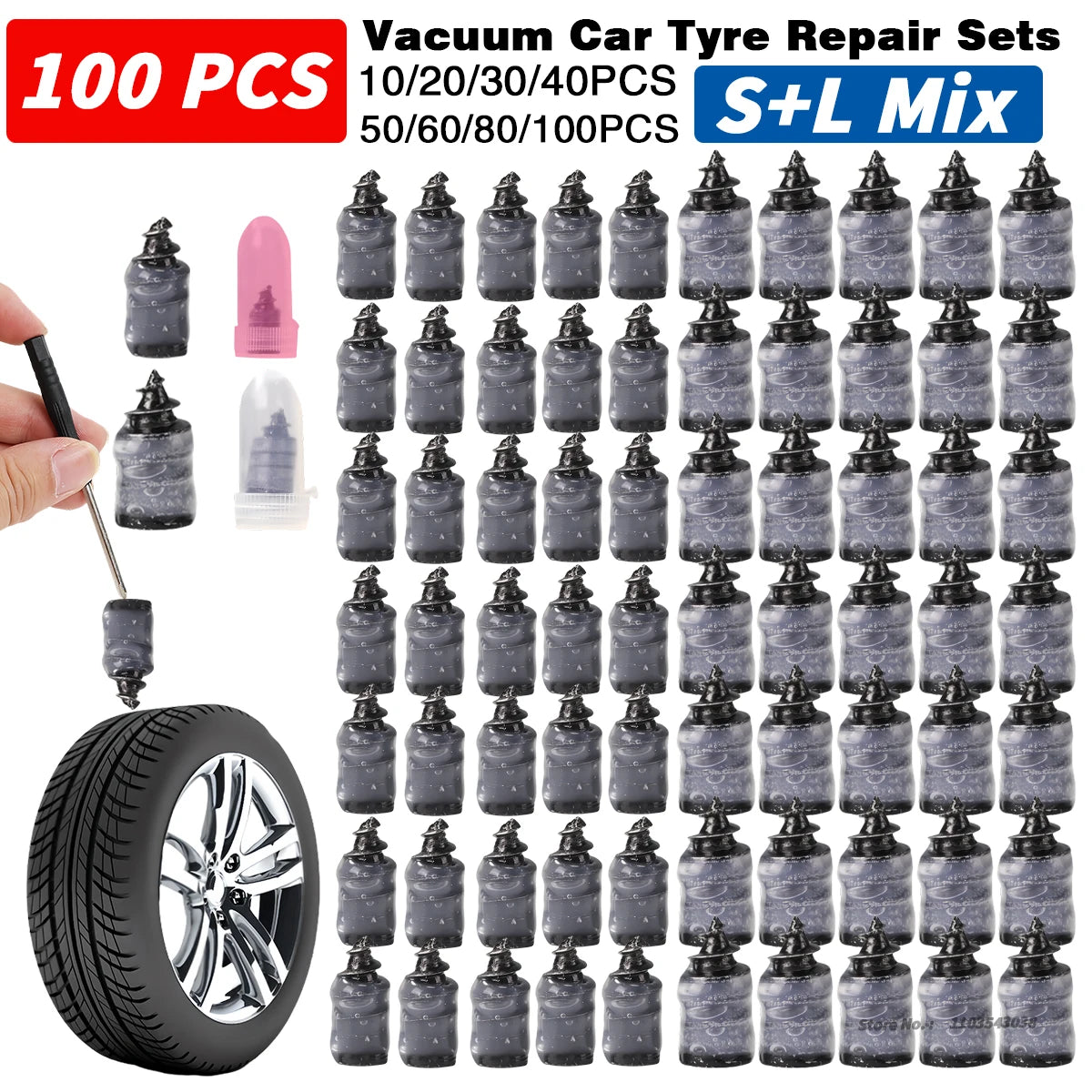 Tubeless Tire Repair Kit Glue Free Tire Nails