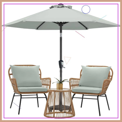 7.5ft Light Gray Patio Umbrella for Outdoor Tables with Crank and Tilt