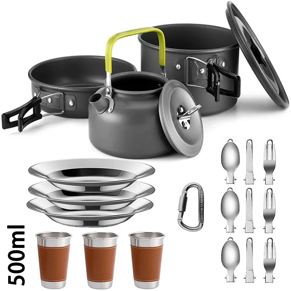 Outdoor camping cookware set aluminum lightweight