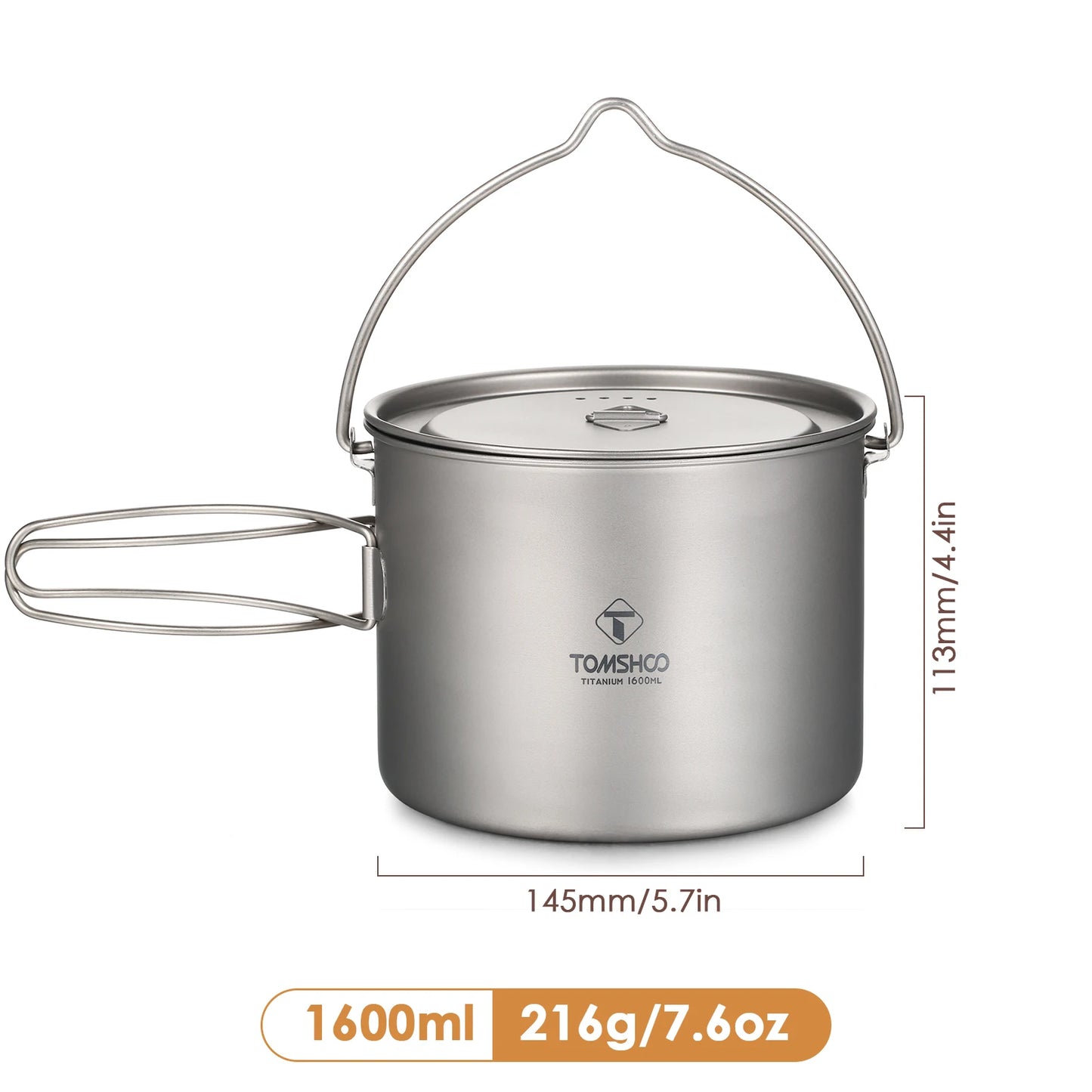 TOMSHOO Camping Cookware Titanium Pot