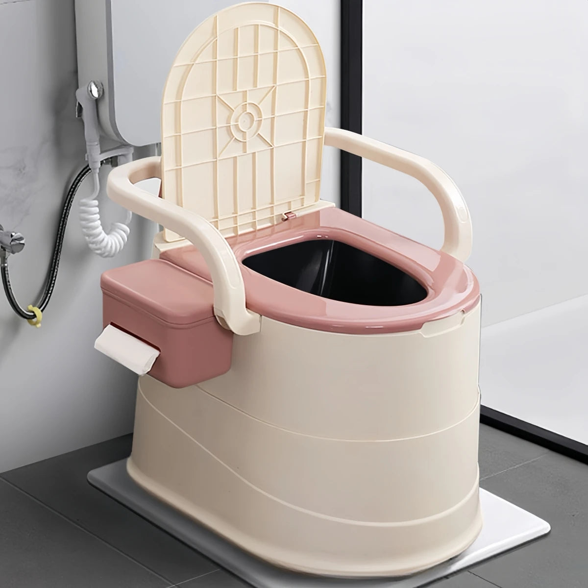 1 Piece Gray/Pink Portable Toilet